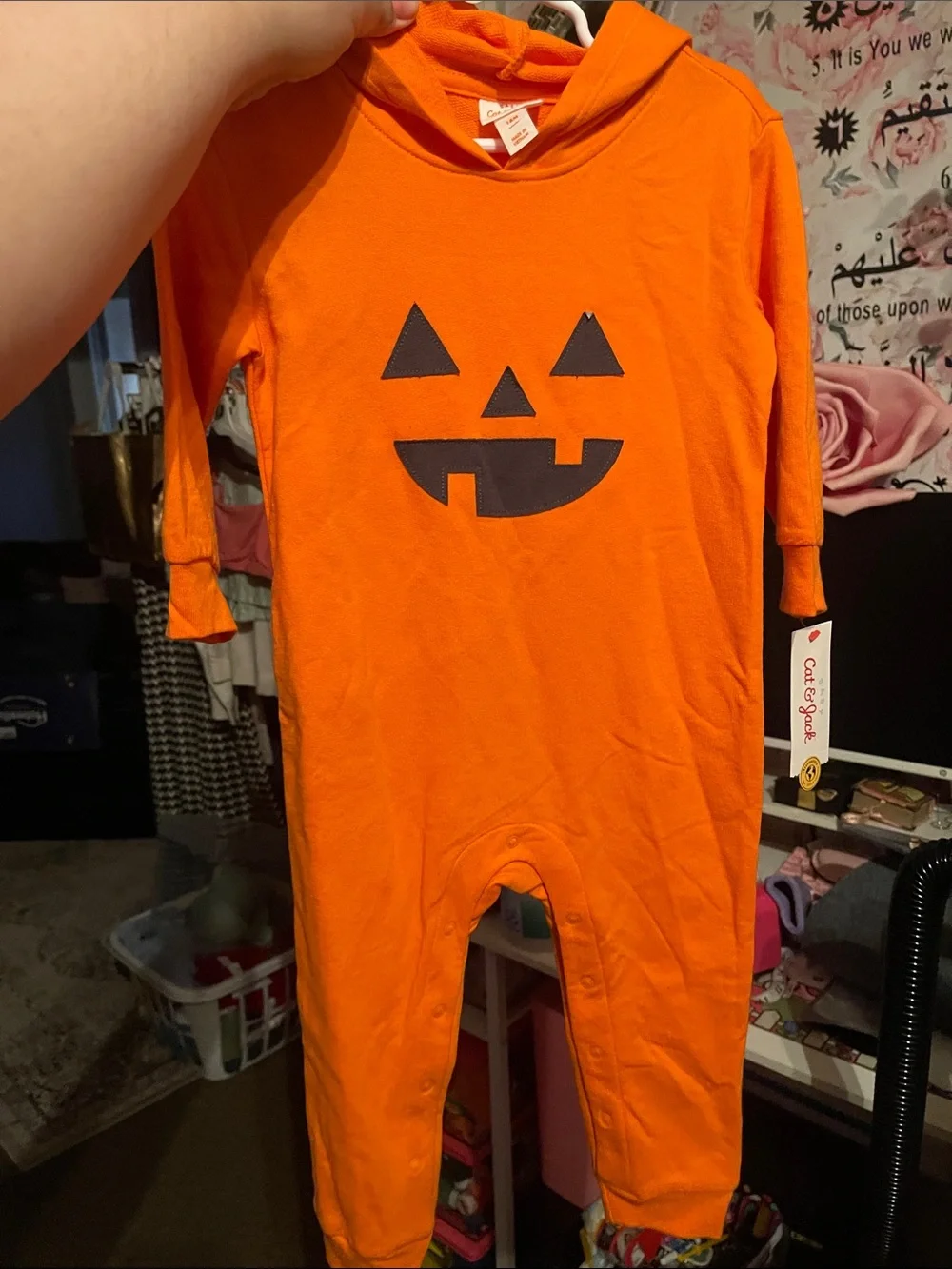 Cat & Jack Orange Halloween Hoodie Romper